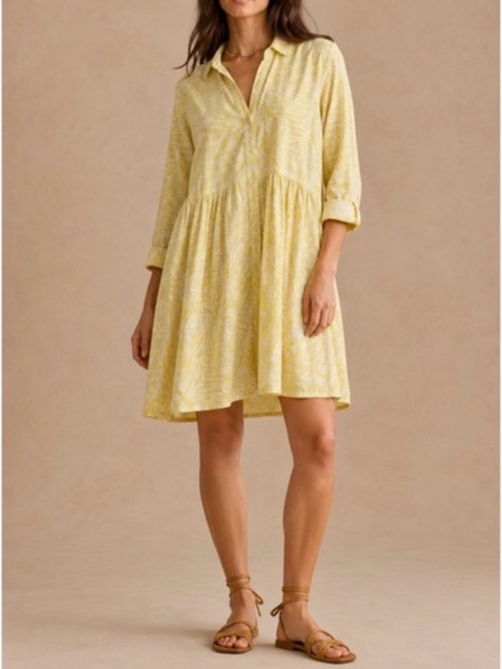 Ro’s Garden Deauville Tunic Shirt Dress Tuckernuck Anthropologie Yellow L - Picture 2 of 11